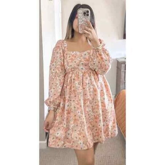 J Crew Babydoll mini Dress Ditzy Floral Puff Sleeve Cottagecore Prairie Peasant - Picture 1 of 16
